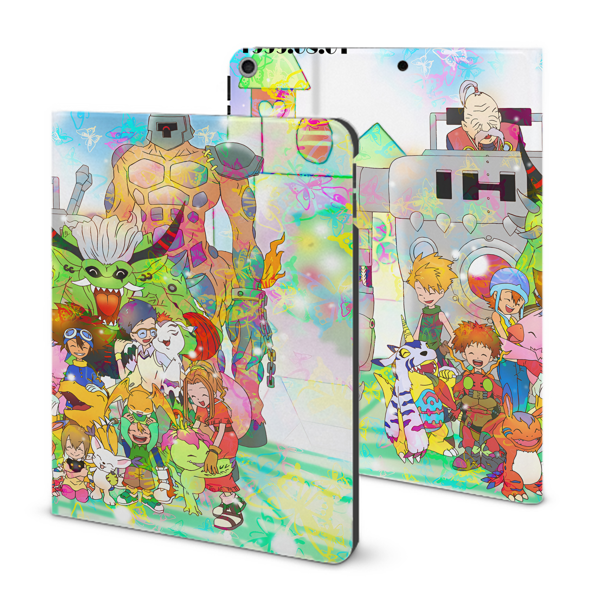 （画像用） Digimon デジタルモンスター/デジモン IPad ケース ブック型 PUレザー TPU 耐衝撃 軽量 薄型 ペン収納なし 全面保護 IPad 各モデル対応